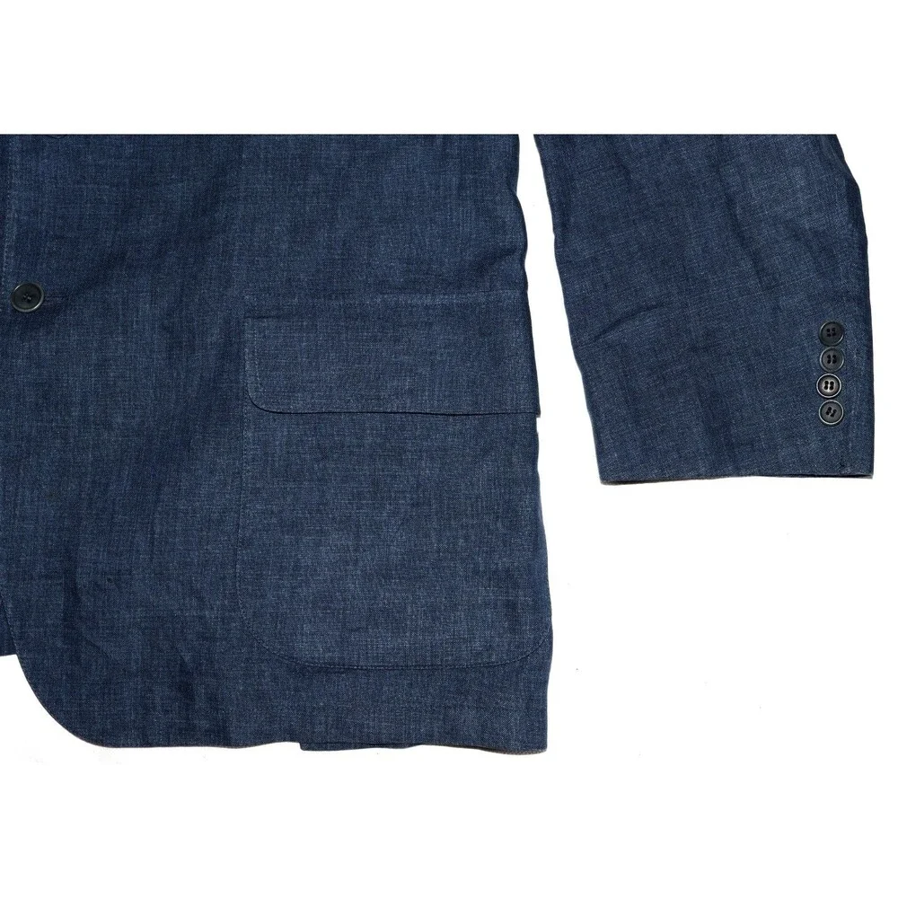 Faconnable‎ Men's 100% Linen Chambray Denim Blazer Sport Coat Jacket Size XL